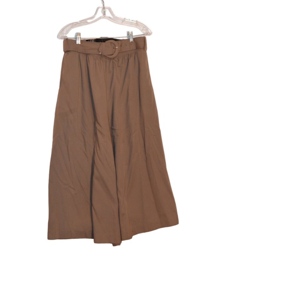 METRO New York Rayon-Polyester Brown Wide Belt Elastic Waist Skirt-Pants 12